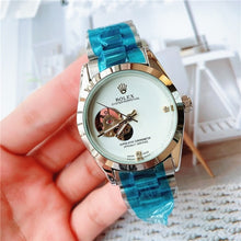 Load image into Gallery viewer, rolex- Fashion Brand Automatic Mechanical Watches Men's Waterproof Skeleton Wrist Watch With women men Leather strap 04105