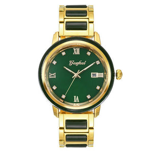 GEZFEEL Genuine Jade Quartz Watches Advanced movement Running Luxury Ladies Waterproof Watch With certificate Relogio Feminino