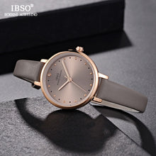 Load image into Gallery viewer, IBSO Brand Luxury Ladies Quartz Watch Leather Strap Montre Femme Fashion Women Wrist Watches Relogio Feminino Female Clock
