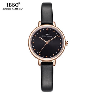 IBSO Brand Luxury Ladies Quartz Watch Leather Strap Montre Femme Fashion Women Wrist Watches Relogio Feminino Female Clock