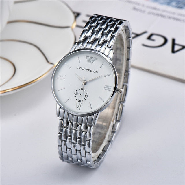 Armani- Luxury Brand women quartz Watches men Watch Stainless Steel Strap wristwatch Top classic watch gift 319 orders